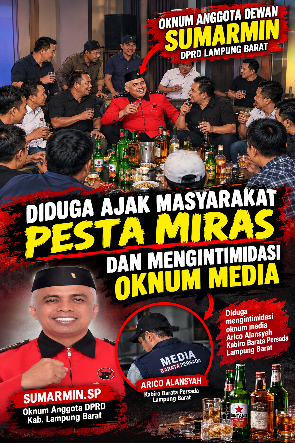 Wartawan Diduga Diintimidasi Saat Hendak Konfirmasi Dugaan Galian C, Oknum Anggota Dewan Sumarmin Disebut Kumpulkan Sejumlah Orang LAMPUNG BARAT — Dugaan intimidasi terhadap insan pers terjadi saat Arico Alansyah, Kepala Biro (Kabiro) media Barata Persada Lampung Barat, hendak melakukan konfirmasi terkait dugaan aktivitas galian C ilegal yang diduga berkaitan dengan oknum anggota DPRD Lampung Barat berinisial Sumarmin. Peristiwa tersebut disebut terjadi di rumah Sumarmin pada Selasa, 8 September 2026, sekitar pukul 16.30 WIB. Saat hendak meminta klarifikasi dan konfirmasi mengenai dugaan aktivitas galian C tersebut, Arico Alansyah mengaku menghadapi situasi yang diduga bernuansa ancaman dan intimidasi. Menurut keterangan yang disampaikan, Sumarmin diduga mengumpulkan sekitar 12 orang di lokasi. Kehadiran sejumlah orang tersebut disebut membuat Arico merasa berada dalam situasi yang tidak nyaman dan tertekan ketika menjalankan tugas jurnalistik untuk memperoleh informasi dan klarifikasi dari pihak yang berkaitan dengan pemberitaan. Arico Alansyah datang dengan tujuan mendapatkan hak jawab dan klarifikasi dari Sumarmin terkait informasi mengenai dugaan aktivitas galian C yang sebelumnya menjadi perhatian. Diduga Ada Upaya Mengintimidasi Situasi tersebut menjadi perhatian karena konfirmasi dilakukan dalam rangka menjalankan tugas jurnalistik, sementara keberadaan sejumlah orang di lokasi disebut menimbulkan dugaan adanya upaya intimidasi terhadap wartawan. Hingga berita ini disusun, diperlukan klarifikasi dari Sumarmin mengenai maksud dan tujuan berkumpulnya sekitar 12 orang di rumahnya serta mengenai dugaan ancaman atau intimidasi yang dialami Arico Alansyah. Media juga perlu mendapatkan penjelasan mengenai dugaan aktivitas galian C yang menjadi dasar kedatangan Arico untuk melakukan konfirmasi. Minta Aparat Berikan Perlindungan Peristiwa tersebut diharapkan menjadi perhatian aparat penegak hukum dan pihak terkait, khususnya apabila benar terdapat tindakan ancaman atau intimidasi terhadap wartawan yang sedang menjalankan tugas jurnalistik. Pihak yang merasa keberatan terhadap suatu pemberitaan seharusnya dapat menggunakan mekanisme hak jawab, hak koreksi, atau jalur hukum yang berlaku, bukan melalui tindakan yang dapat ditafsirkan sebagai ancaman maupun intimidasi. Catatan: Berita ini menggunakan istilah diduga dan menurut keterangan karena dugaan intimidasi serta dugaan aktivitas galian C masih memerlukan pembuktian dan konfirmasi dari seluruh pihak terkait.